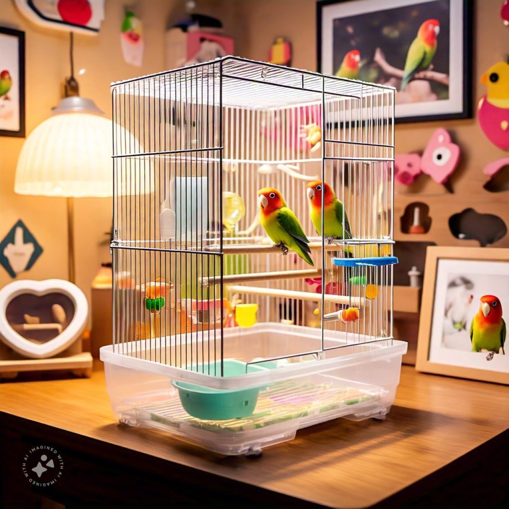 Lovebird cage setup